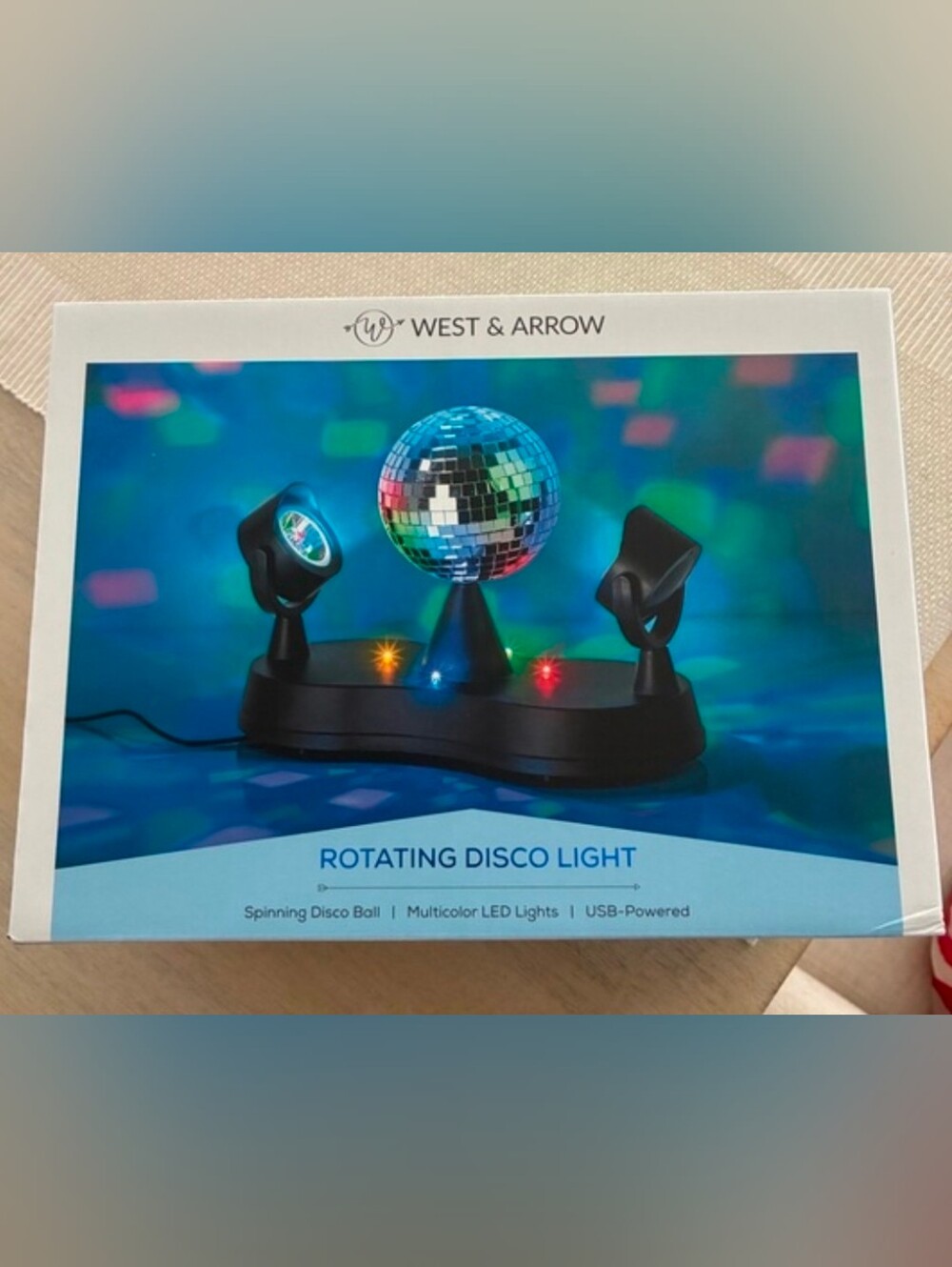 Rotating Disco Light Lantern in Black with Multicolor LEDs